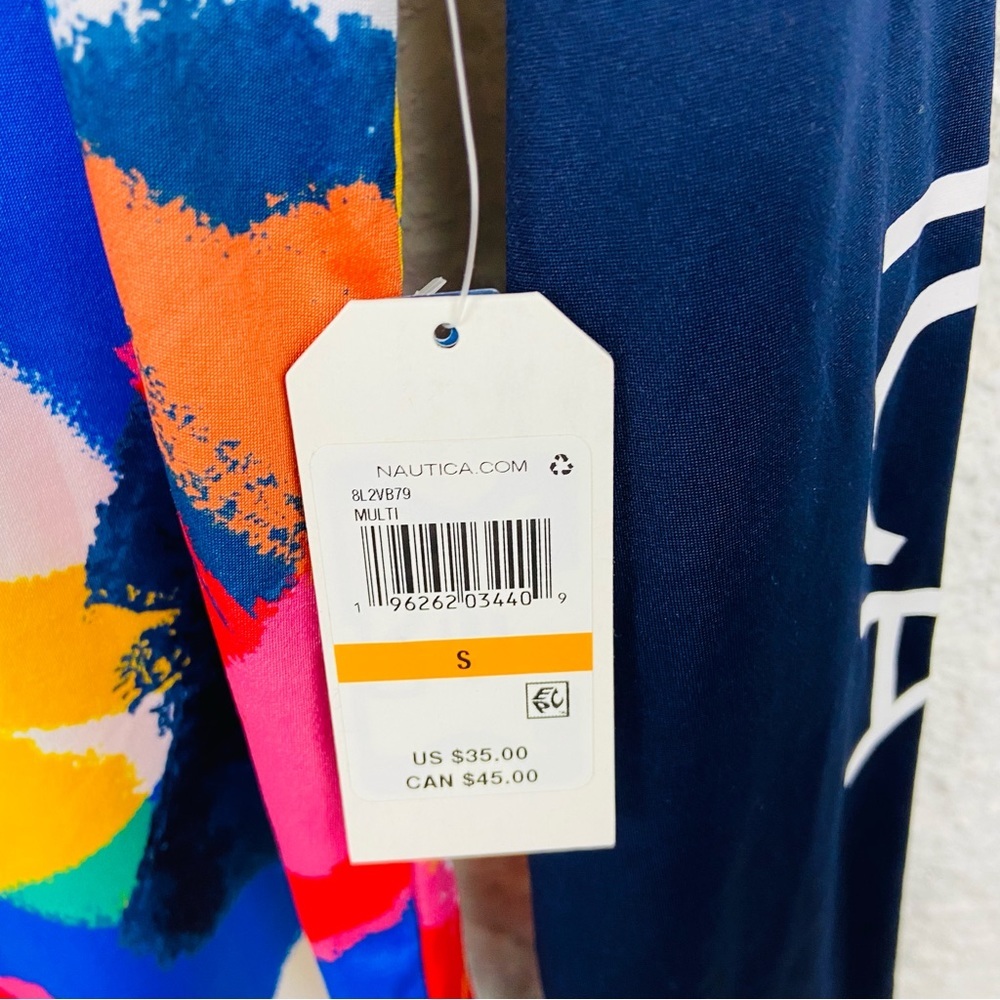 NWT NAUTICA UPS 30+ multi colored paint brush long sleeve rash guard size small - Picture 3 of 14